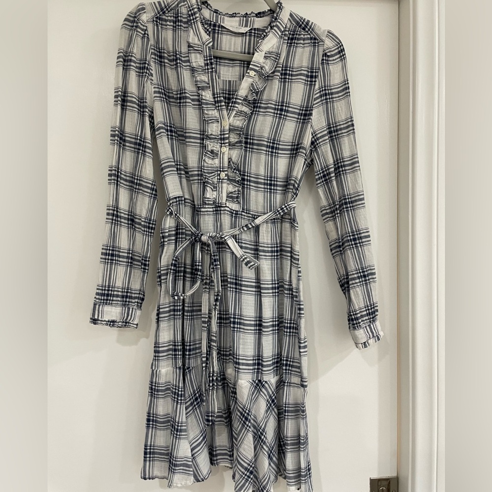 Lucky Brand Dark Blue and White Plaid Mini Dress M